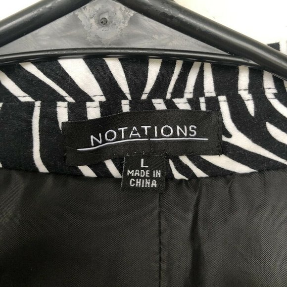 NOTATIONS BLACK/WHITE ZEBRA BUTTON BLAZER LARGE-EUC - Picture 5 of 6